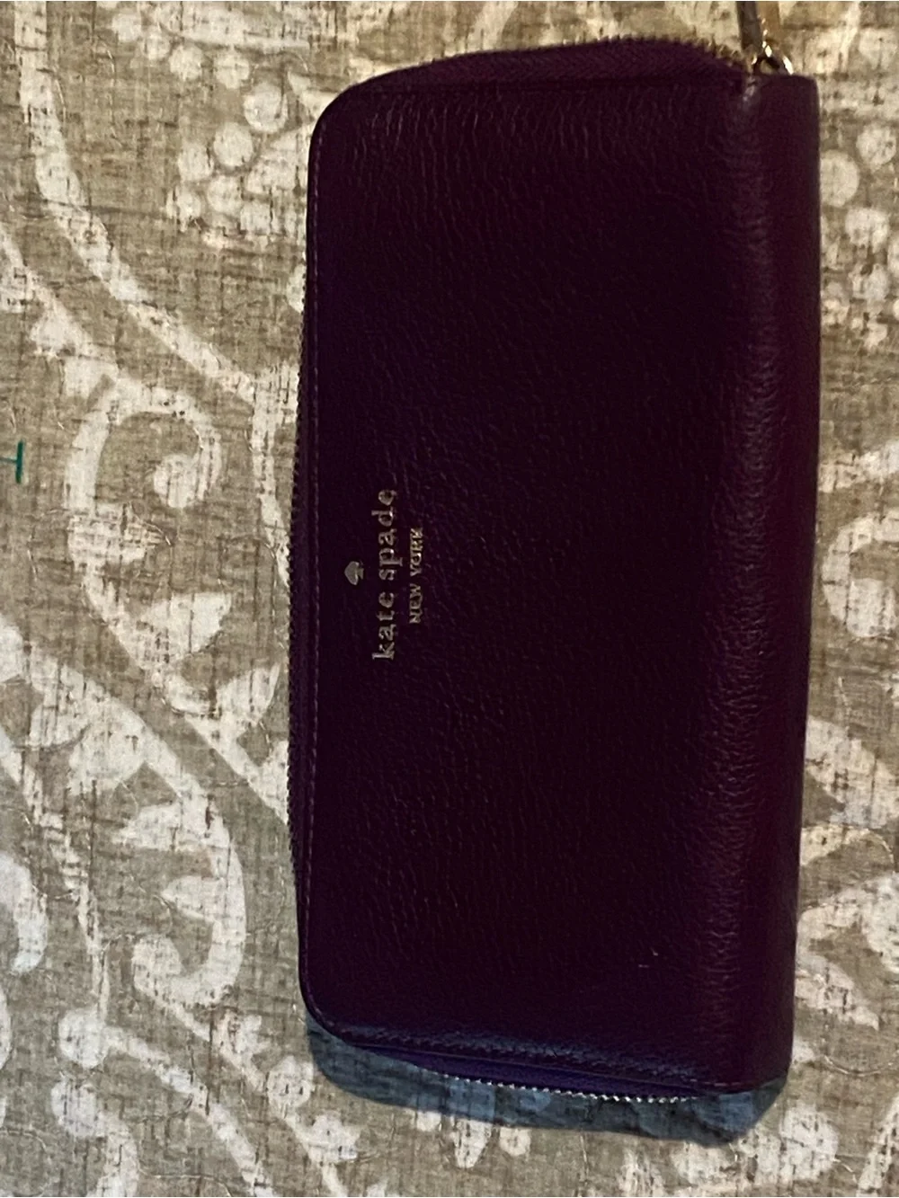 kate spade Plum Leather Zip Around Wallet - Deep Berry